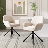 thumbnail of Esszimmerstuhl 2er Set drehbar mit Armlehnen Samt Beige Metallgestell modernes schlichtes Design hoher Sitzkomfort 80x60x60 cm