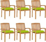 thumbnail of vidaXL Stapelbare Gartenstühle mit Kissen 6 Stk. Massivholz Teak