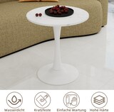 thumbnail of Couchtisch rund Weiß 72x70x70 cm mit Tischplatte aus Kunstmarmor, hohe Beine, minimalistisches Design, vielseitig als Beistell- und Esstisch
