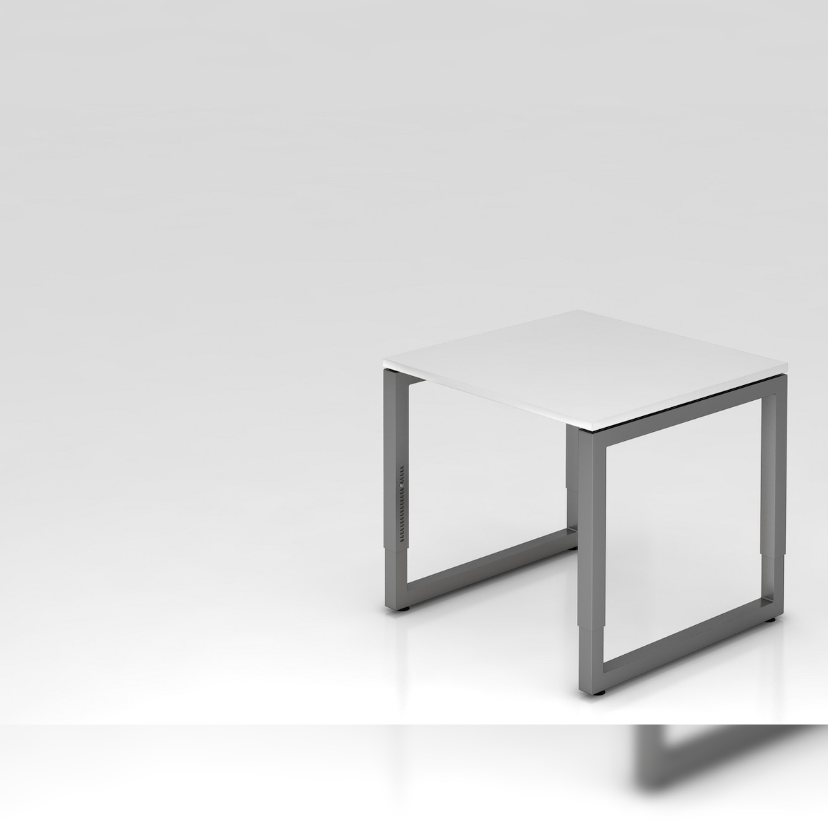 PROREGAL Schreibtisch Pavo | Weiß | Graues Gestell | BxT 80x80cm | Arbeitshöhe 65-85cm | höhenverstellbar | O-Fuß-Gestell eckig