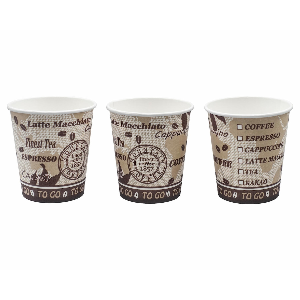 80x Kaffeebecher Getränkebecher 'Coffee Mountain' 180 ml