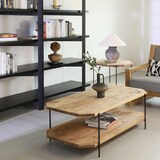 thumbnail of tavolino da salotto in legno massiccio di design moderno industrial cm 120 x 61 x 43 h colore Marrone