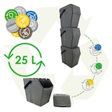 thumbnail of Keden - Set di 3 contenitori per rifiuti Sortibox per raccolta differenziata Grigio 3x25L