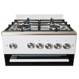 thumbnail of Gasline Gas-Standherd Gasbackofen mit Thermostat, 60cm SHGG6060FGWW,  Grill, Umluft, Weiß / gewalztes Edelstahl, elektrische Zündung Erdgas Propangas