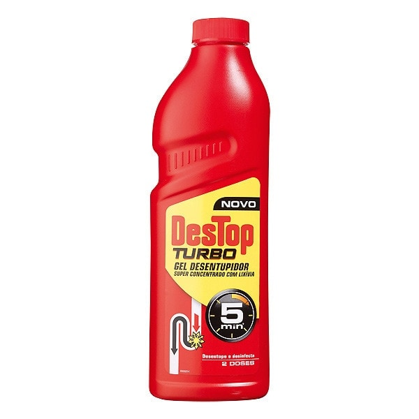 DESTOP Turbo Gel javel d'1 litre débouche et désinfecte, formule concentrée