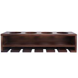 thumbnail of Wijnrek HWC-P21, glas/fleshouder Wandbarrek voor 4 flessen/6 glazen hout FSC®-gecertificeerd 12x48x12cm ~ bruin