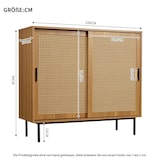 thumbnail of Sideboard Kommode Anrichte 100x37x90 vielseitiger Stauraum mit Rattan-Schiebetüren höhenverstellbaren Ablagen robustes Holzdesign Walnuss