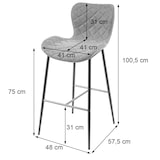 thumbnail of Conjunto de 2 bancos de bar HWC-E55, banco de bar, banco de balcão, suportes dourados vintage ~ imitação de pele de camurça cinzenta