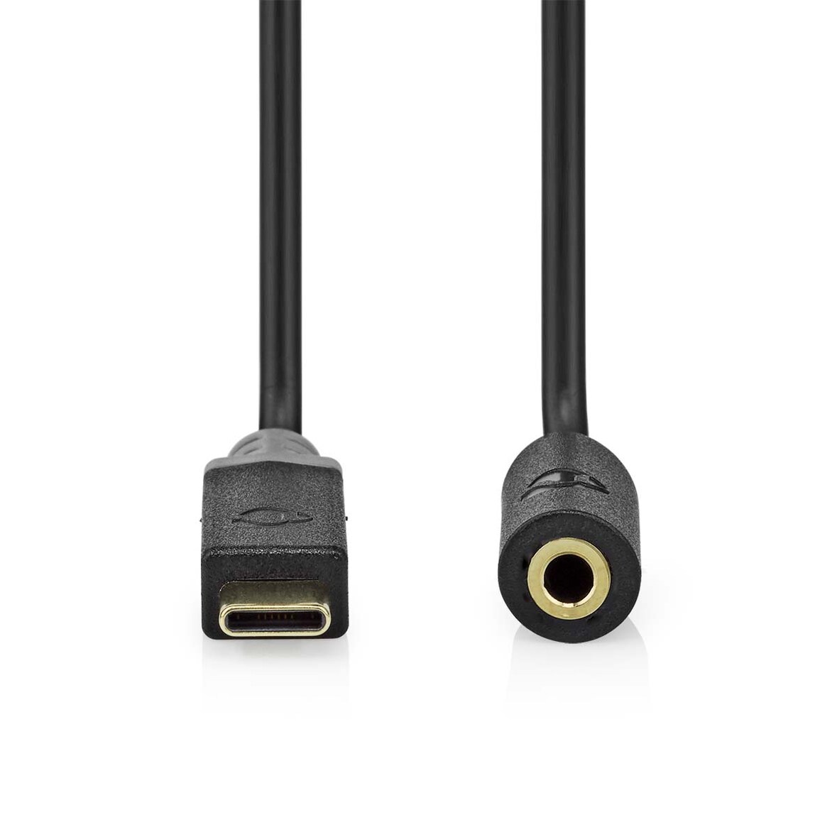 Nedis USB-C Adapter - USB 2.0 - USB-C Stecker - 3.5 mm Buchse - 1.00 m - Rund - Vergoldet - PVC - Schwarz - Box