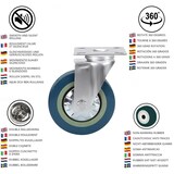 thumbnail of Rodas de borracha maciça COSHANÓ giratórias 360º com placa metálica. capacidade 280kg. (5" / 127 mm 4 peças)