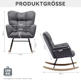 thumbnail of Gepolsterter Schaukelstuhl Grau 80x70x95 cm – Leinenstoff, Holz- & Metallrahmen, ergonomisch, Wohnzimmer & Schlafzimmer