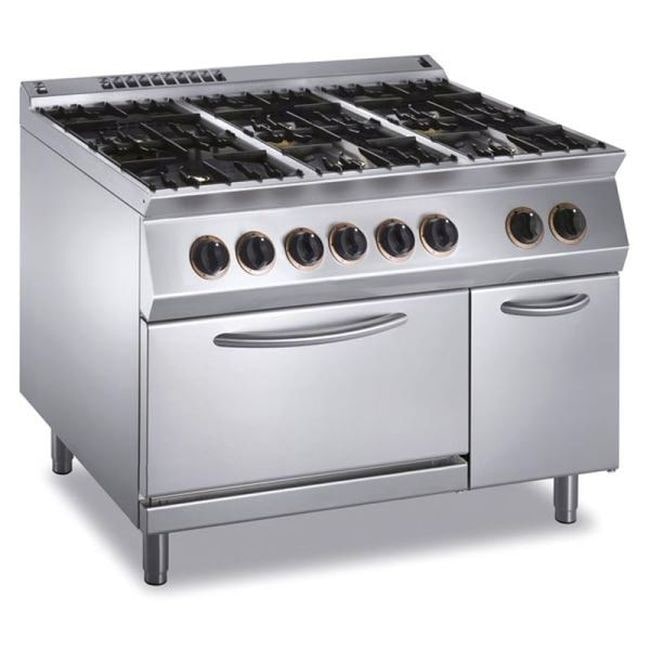 KBS Gasherd 6 Brenner mit Elektro Ofen 6x6 kW 1200x730x900 mm 400 Volt