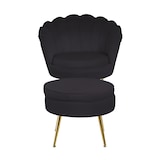 thumbnail of SalesFever Pouf | rond | Housse en tissu velours noir | Cadre en métal doré | L 52 x P 52 x H 41 cm