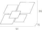 thumbnail of Toplight Rechteckige Deckenleuchte Upgrade 4 Lichter mit GX53 Fassung, silberne und weiße Farbstruktur, modernes Design 91x86x15cm