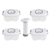 thumbnail of MASTERPRO Set 4 contenitori sottovuoto 500ml + estrattore sottovuoto manuale, conservazione alimenti, congelatore e microonde, BPA Free, made in EU