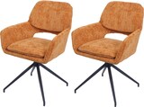 thumbnail of 2er-Set Esszimmerstuhl HWC-N74, Küchenstuhl, drehbar Auto-Return, Stoff Chenille (490g/m²) Öko-Tex ~ ocker-gelb