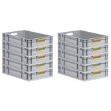 thumbnail of PROREGAL 10x Eurobox NextGen Color | HxBxT 12x40x60cm | 23 Liter | Griffe gelb offen | Glatter Boden | Eurobehälter