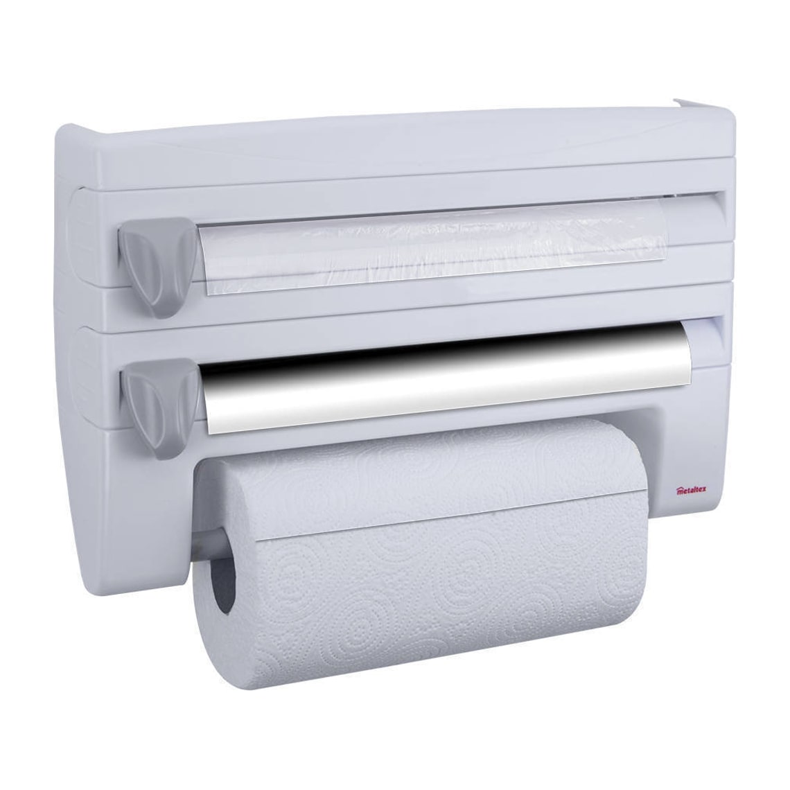 Metaltex Dispensador Rollos de Cocina ROLL&ROLL. Acabado Plástico. Color Blanco