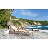 thumbnail of Liegestuhl weiß Fußablage u Kissen Deckchair klappbar Sonnenliege Holz Gartenliege 10-303NFKD