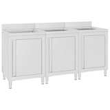 thumbnail of DELUKE® Spülschrank aus Edelstahl mit Aufkantung MEDO, 3x Becken Edelstahl Gastro-Spülschrank Spülenunterschrank, 180x60x96cm