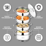 thumbnail of BEM Dampfkocher 6-tlg. 28 cm aus Edelstahl 18/10 mit Glasdeckel, NICHT induktionsgeeignet