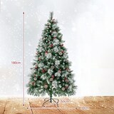 thumbnail of COSTWAY 180 cm LED-Kunstweihnachtsbaum, beleuchteter Weihnachtsbaum mit Tannenzapfen, roten Beeren und Metallständer