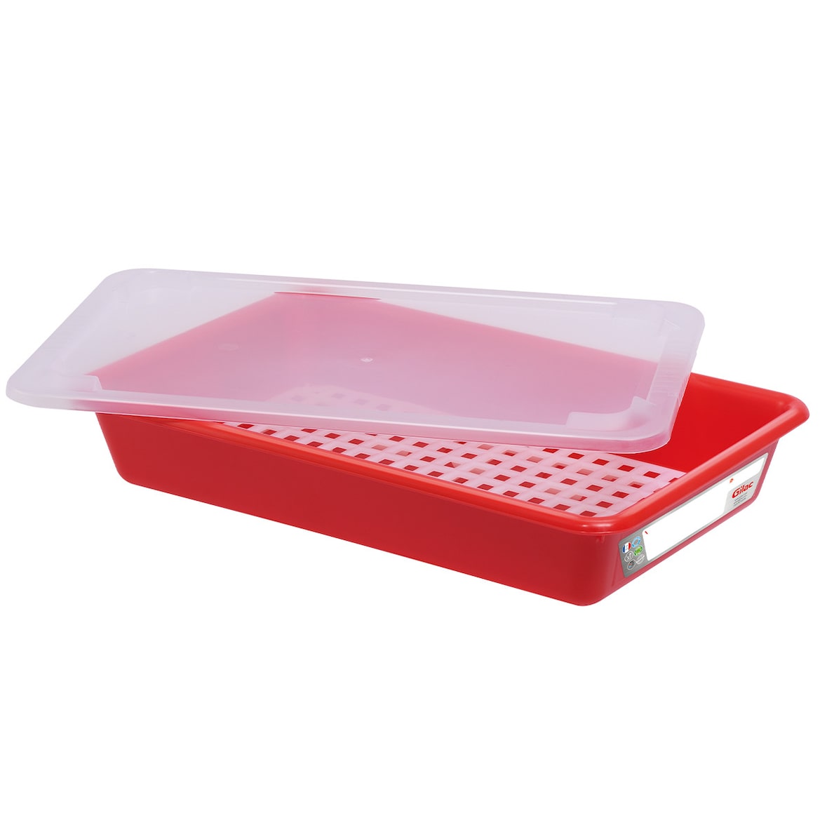 GILAC Bac plat HACCP avec grille + couvercle - 5 L - Rouge G190234