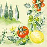 thumbnail of Mank Serviette aus Tissue-  Francesco, 40 x 40 cm, 100 Stück - Mediterran Zitronen Tomaten Oliven