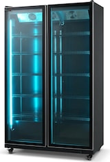 thumbnail of Romux® Glastürkühlschrank MD 1050 Liter 2 Türen Schwarz mit Belüftet | Professioneller Getränkekühlschrank mit Glastür & LED