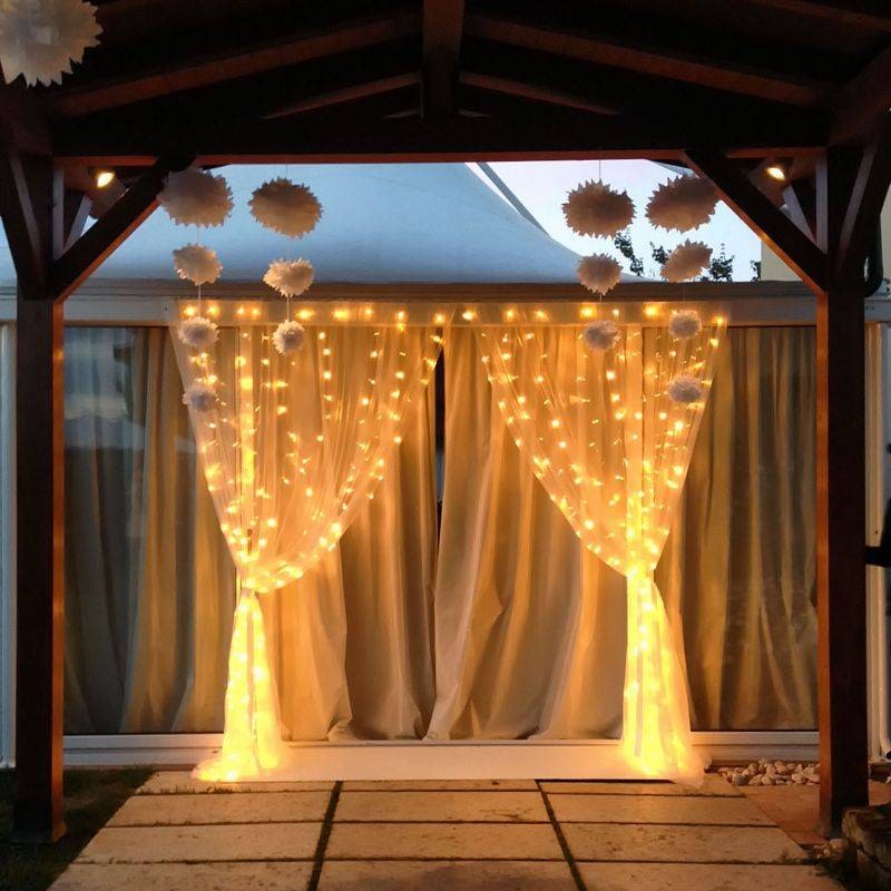 Rideau lumineux extérieur H4m x L1m 192 MaxiLED blanc chaud prolongeable 24V professionnel Lotti