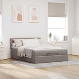thumbnail of vidaXL Ottomane Bett mit Matratze & LEDs Taupe 140x200 cm Stoff