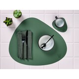 thumbnail of Sous-verre curve réversible - 6 pièces - Cuir recyclé jaune moutarde et vert sapin