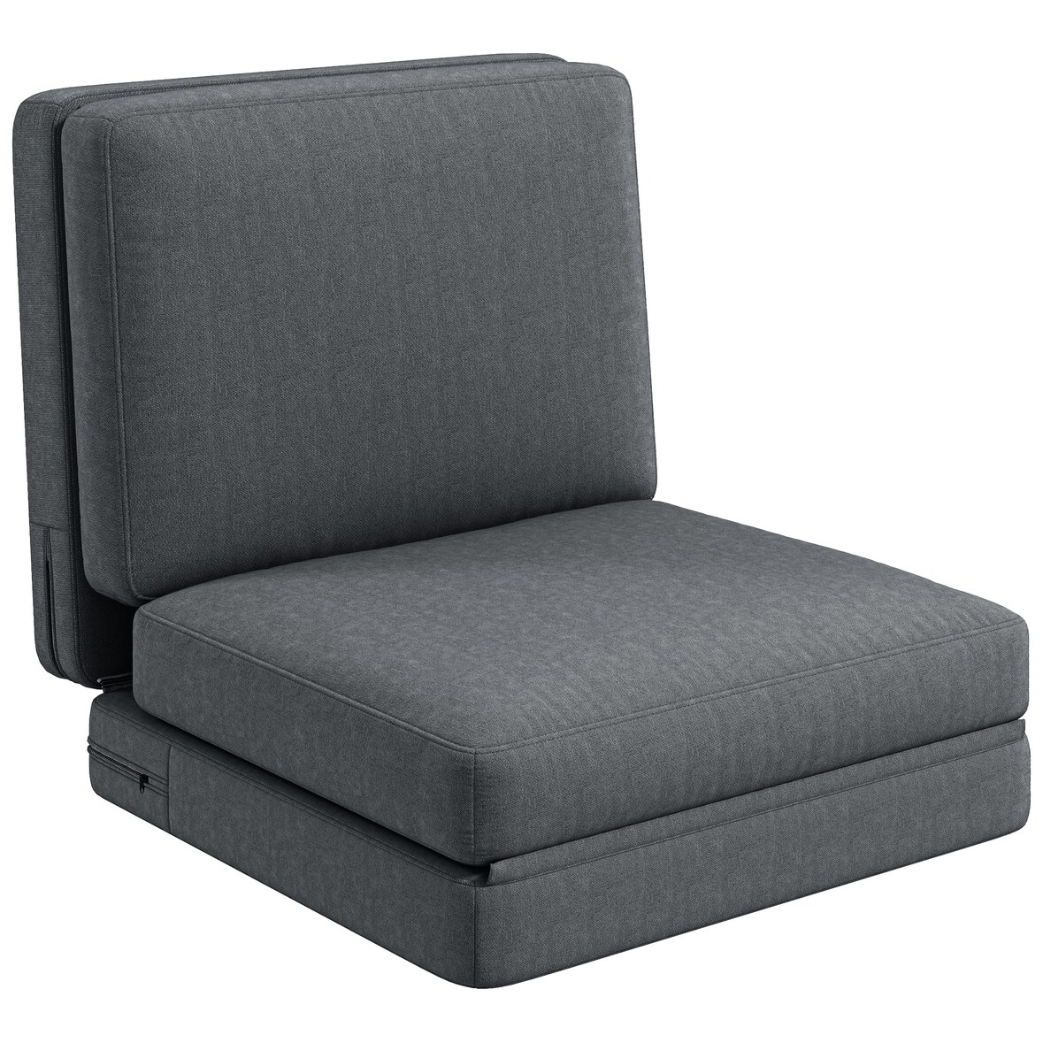 Bodensofa klappbar 72x75x80 cm Dunkelgrau 3 in 1 als Bodensessel Chaiselongue und Schlafsofa mit Samtoptik 29 cm Polster