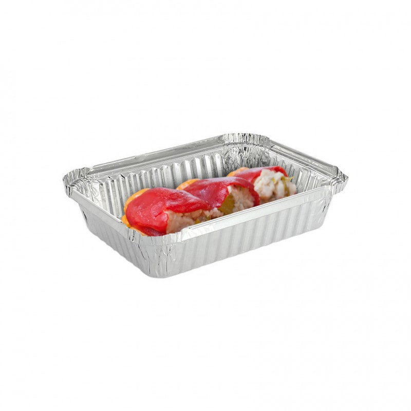 100 Uds. Envases de aluminio rectangular con rizo (650cc)  Ref A650/1000