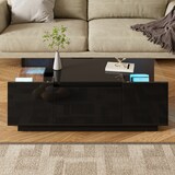 thumbnail of LED Couchtisch mit Glasplatte, Hochglanz & Matt-Design, moderner Kaffeetisch mit Stauraum, Schubladen & Bluetooth-Licht, 105x50x35 cm, Schwarz