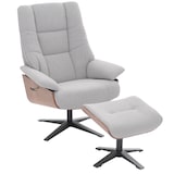 thumbnail of MCA Relaxsessel + Hocker HWC-N57, Fernsehsessel Liegesessel, Bouclé Stoff Holz ~ grau