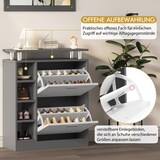 thumbnail of Garderobenset Schuhschrank 2 Einlegeböden Wandpaneele Spiegel Ablage Verstellbar Aufbewahrung Foyer Flur Modern Grau 80x25x96