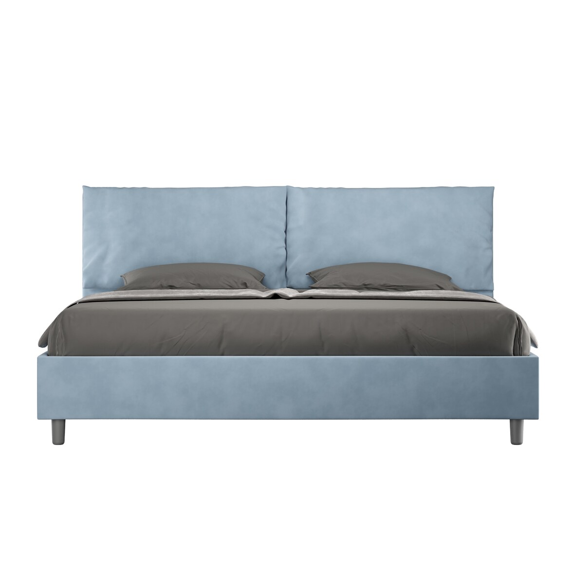 Letto matrimoniale king size senza rete imbottito 200x200 microfibra azzurro Antea Large