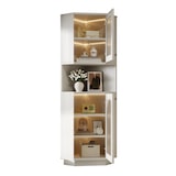 thumbnail of Merax armario alto esquinero LED 166.5 cm, estante abierto y baldas regulables, blanco