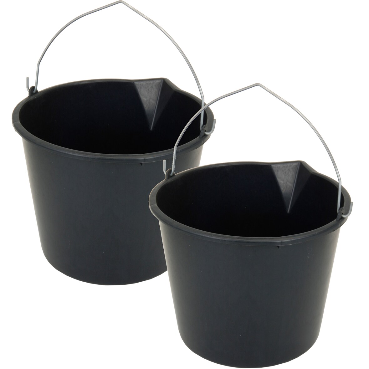 2x Eimer Baueimer Maurereimer 12 L Schwarz Tragehenkel Mörtel Baustelle Garten