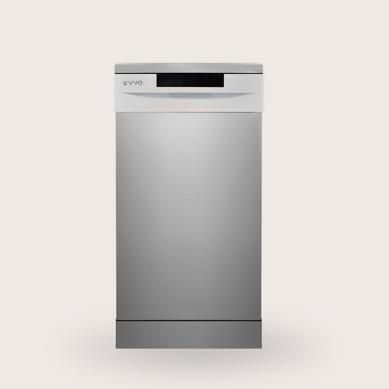 Lavavajillas EVVO D1X Slim (45 cm), 9 Cubiertos, 5 Programas, inox, Ancho 450 mm