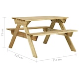 thumbnail of Picknicktafel met banken grenen hout geïmpregneerd V1 | vidaXL: Afmeting - 110 x 123 x 73 cm
