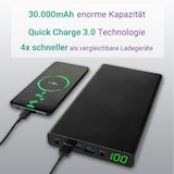 thumbnail of XORO MPB 3000 Mobile Powerbank, 30.000mAh Li-Ionen Technologie, USB 2.0 und USB 3.0 Anschluss, TYP-C Anschluss, 12/16/19 Volt Anschluss, Statusanzeige