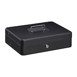 thumbnail of Relaxdays Geldkassette abschließbar, Münzzählbrett & 4 Scheinfächer, Geldkasse Eisen, HBT 8,5 x 30,5 x 24,5 cm, schwarz