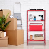 thumbnail of Relaxdays Schwerlastregal, Traglast 160 kg, 4 Ebenen, HxBxT 147,5 x 75,5 x 30,5 cm, Keller & Garage, Metallregal, rot