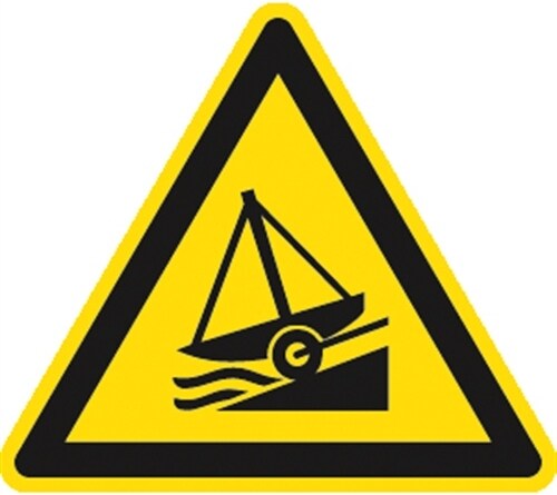 Schild Warnung vor Slipanlage ISO 20712-1, Alu, 400 mm SL