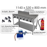 thumbnail of Reibekuchenbräter 6-flammig  27kW, mit Fettbrandlöscher GLORIA FA6 EASY, Gasdruckprüfung, Gewerberegler, und Kartoffelpuffer Aufsatz