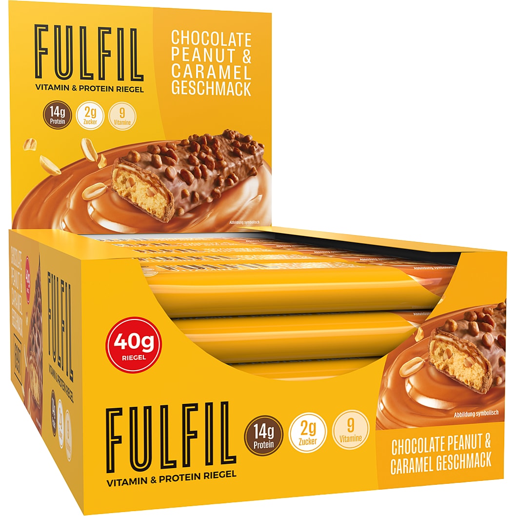 FULFIL Vitamin- und Proteinriegel Chocolate Peanut & Caramel Geschmack - 15 x 40 g (600g)