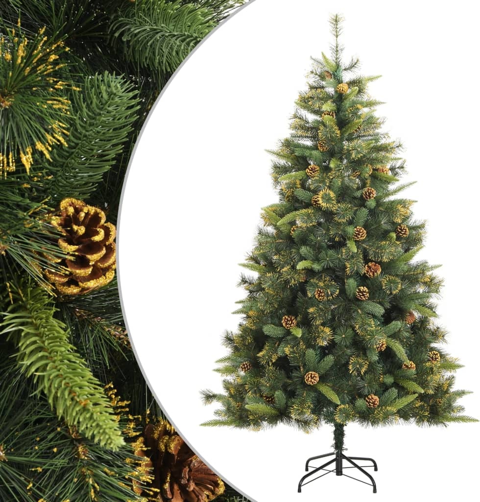 vidaXL Künstlicher Weihnachtsbaum Klappbar mit Zapfen 240 cm