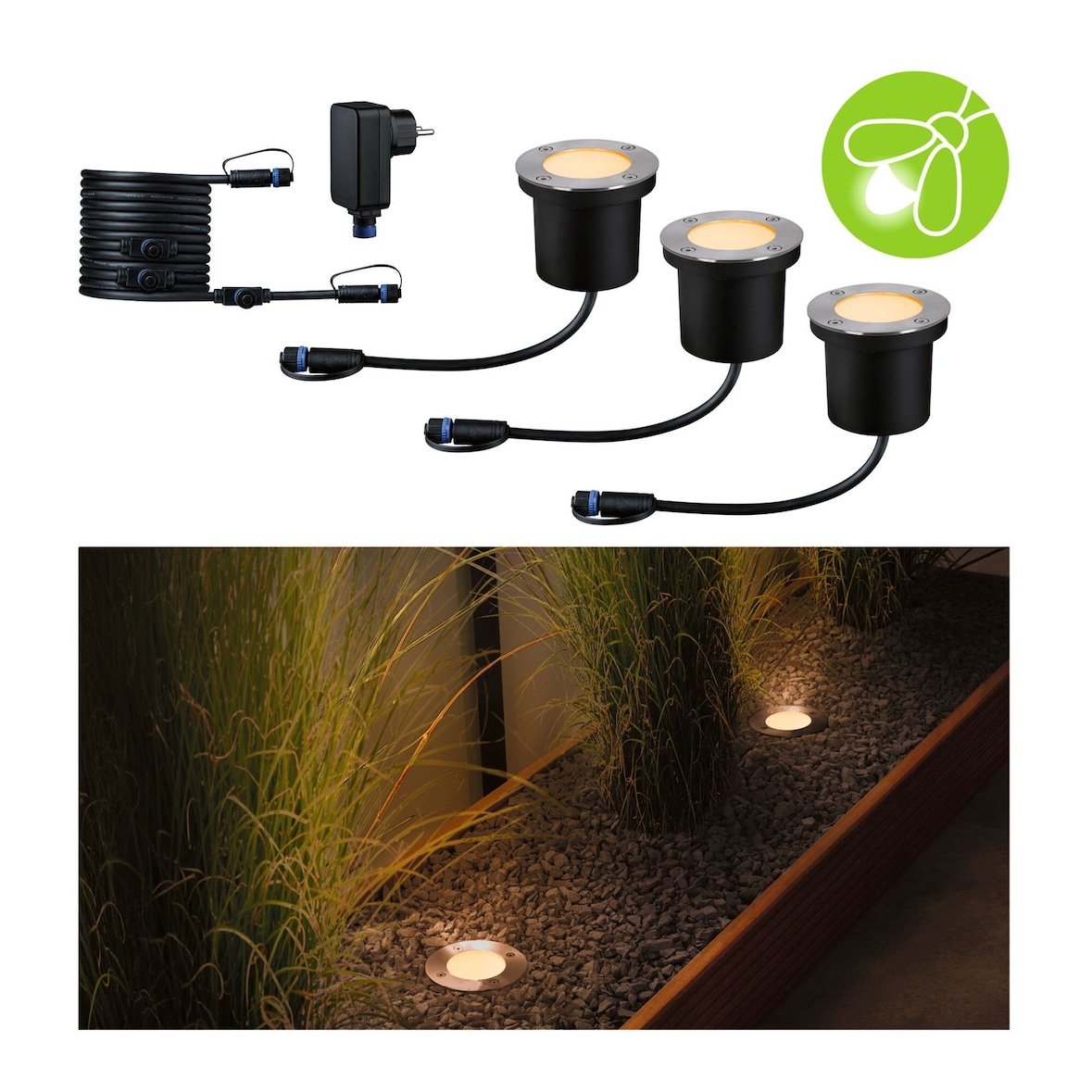 Paulmann Plug & Shine Encastré de sol LED Floor Kit de base favorable aux insectes IP67 2200K 3x4,5W   Anthracite 94717